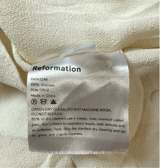 NWOT Reformation Adelia Crepe Ivory Embroidered Long Sleeve Maxi Dress Size 6 - Picture 13 of 13